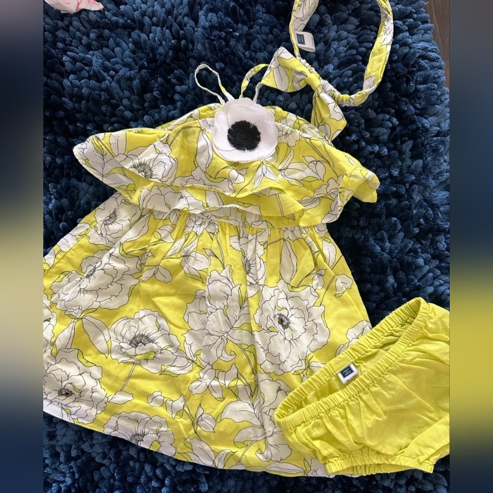 Janie and Jack matching outfit dress set bloomers headband 18-24 months poppy